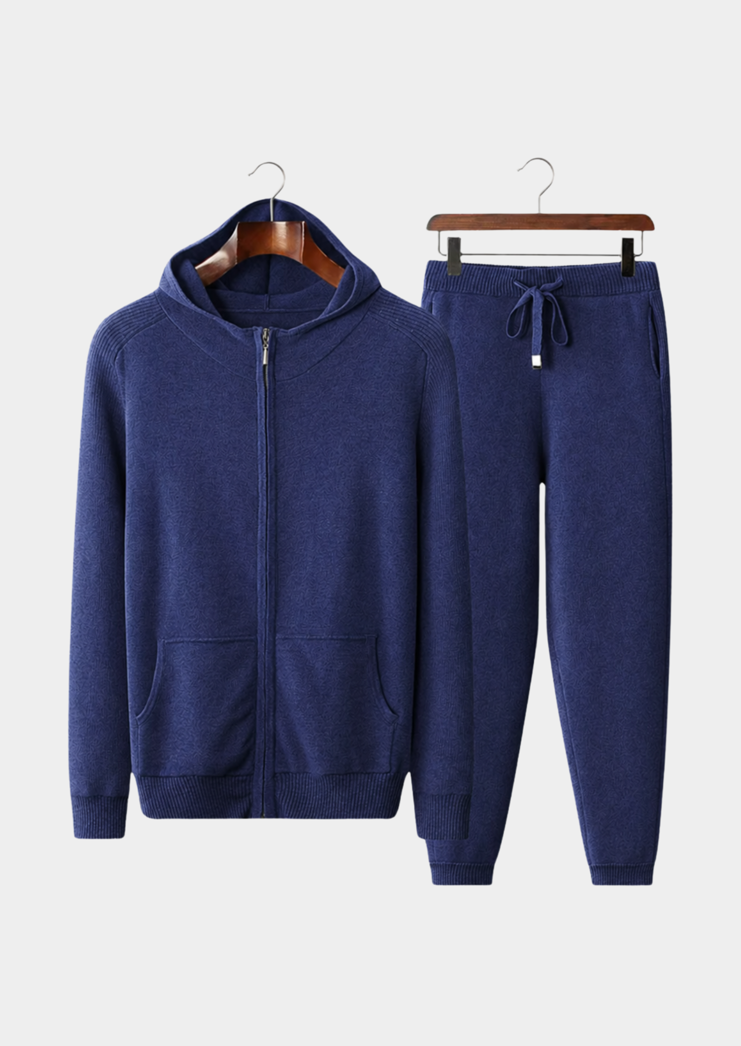 Ensemble ATALEYA Kilian à capuche en cachemire bleu marine, sweat et pantalon