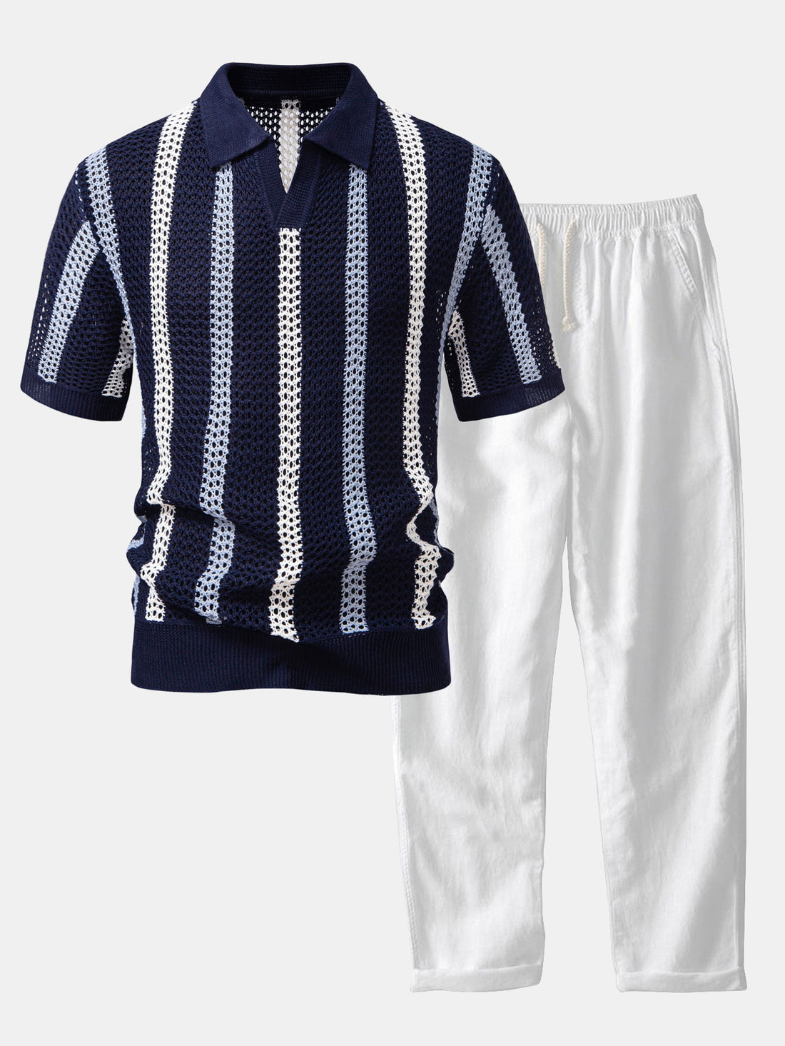 Ensemble ATALEYA Bellagio, détail du col ouvert du polo