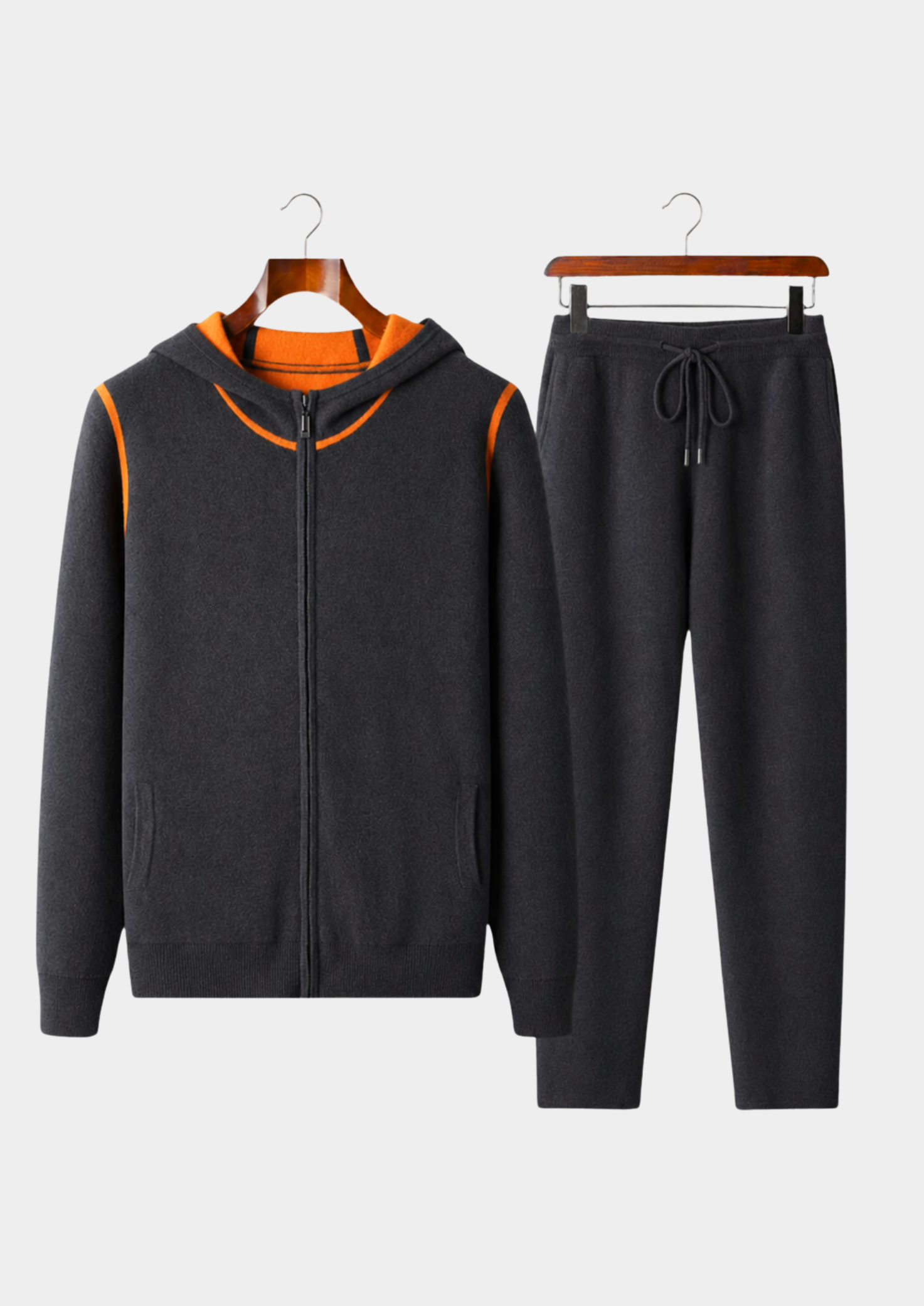 Ensemble ATALEYA Milano à capuche en cachemire gris foncé, sweat et pantalon