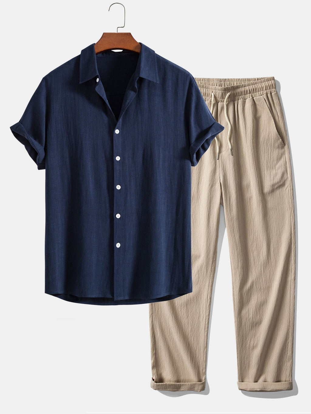 Ensemble ATALEYA Mallorca, chemise et pantalon texturés