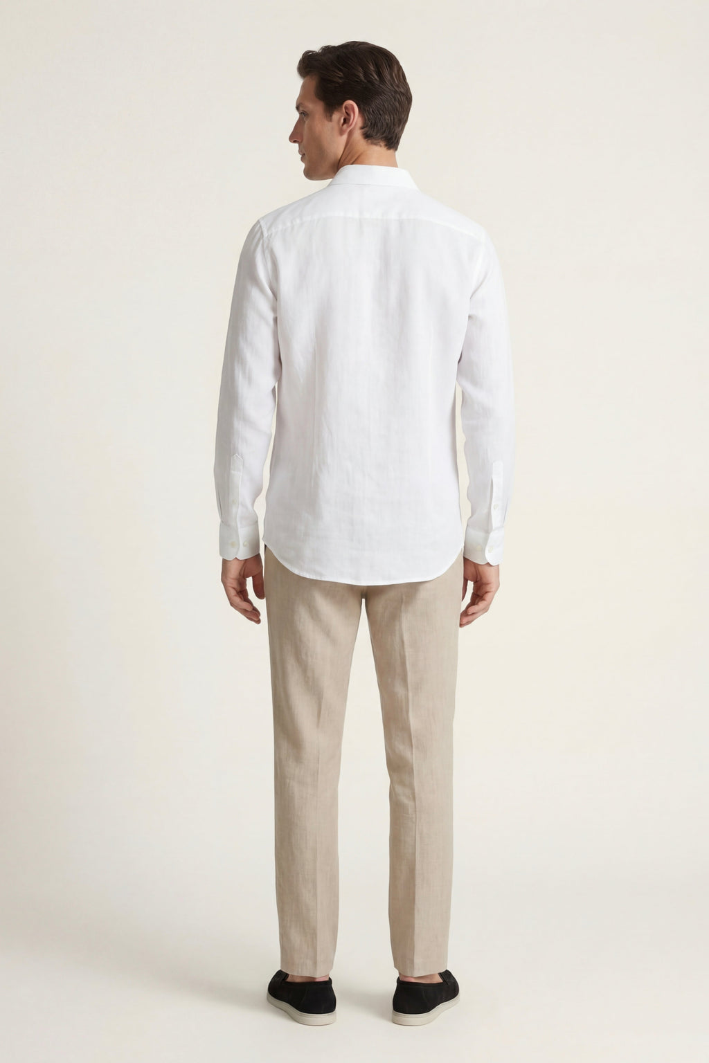 Ensemble ATALEYA Pisa en lin blanc et beige, détail de la matière