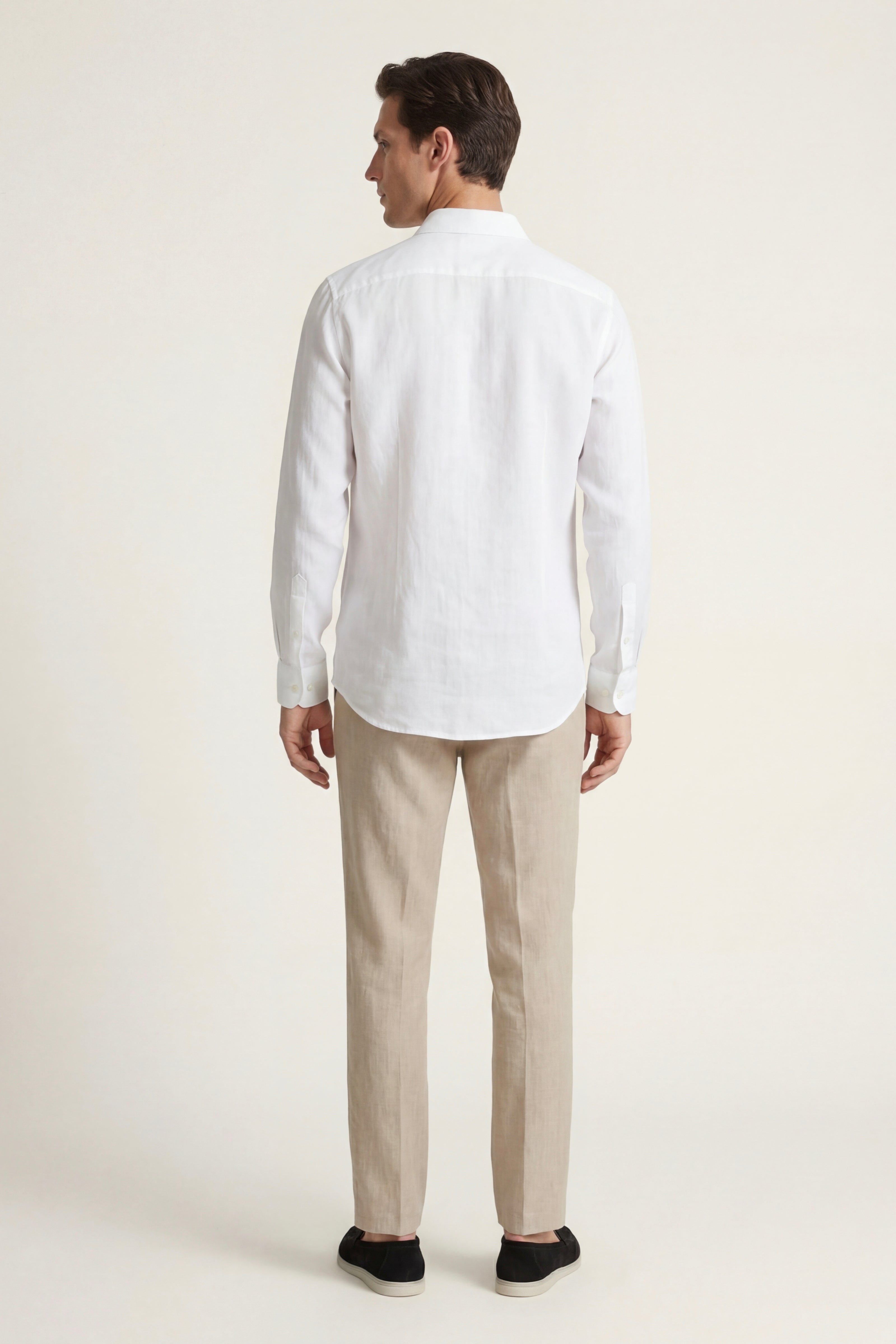 Ensemble ATALEYA Pisa en lin blanc et beige, détail de la matière
