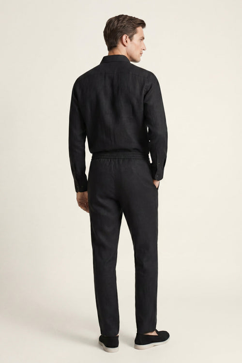 Ensemble ATALEYA Bellagio en lin noir, détail du tissage