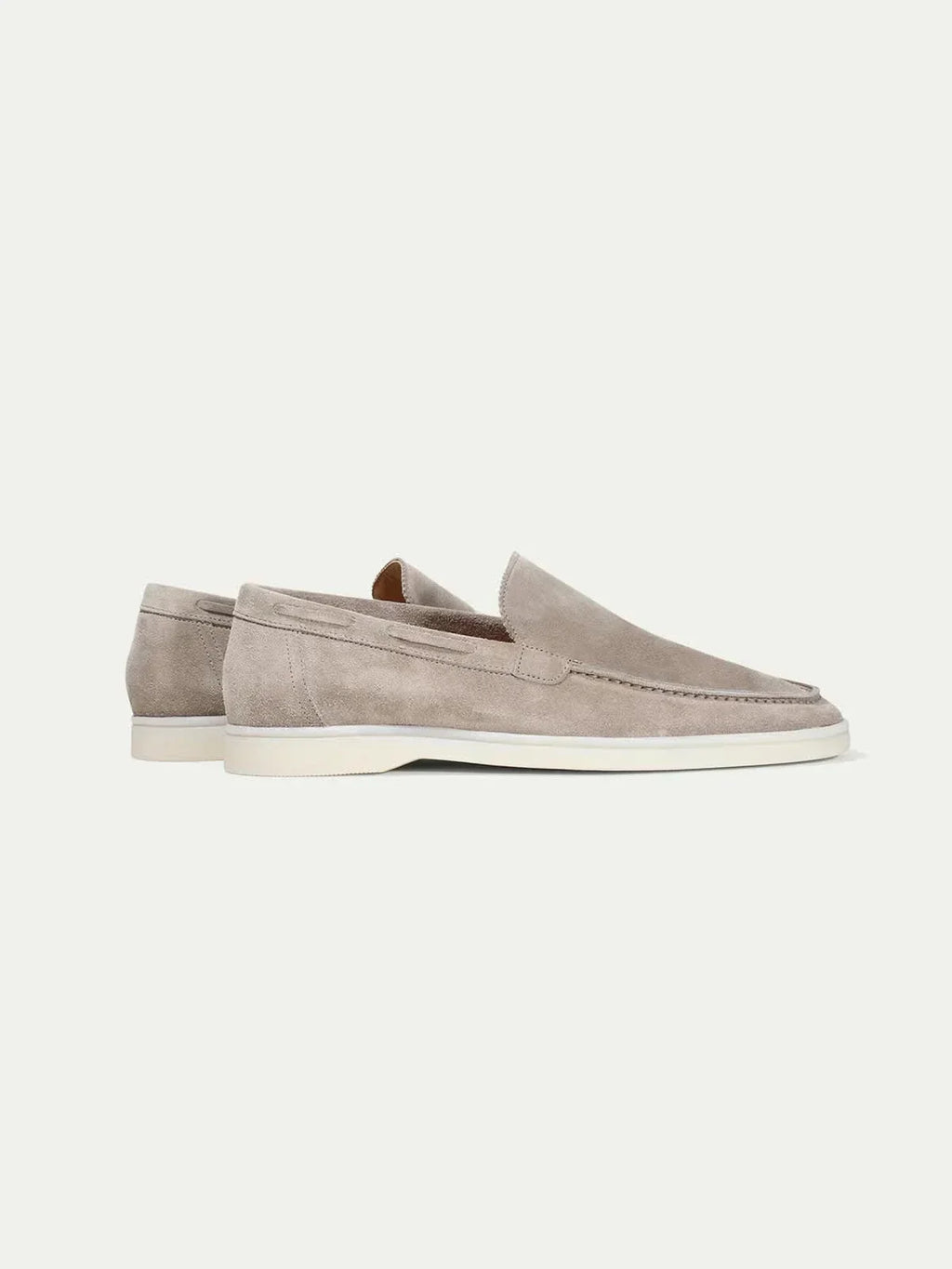 Mocassin ATALEYA en daim gris clair, vue de dessus