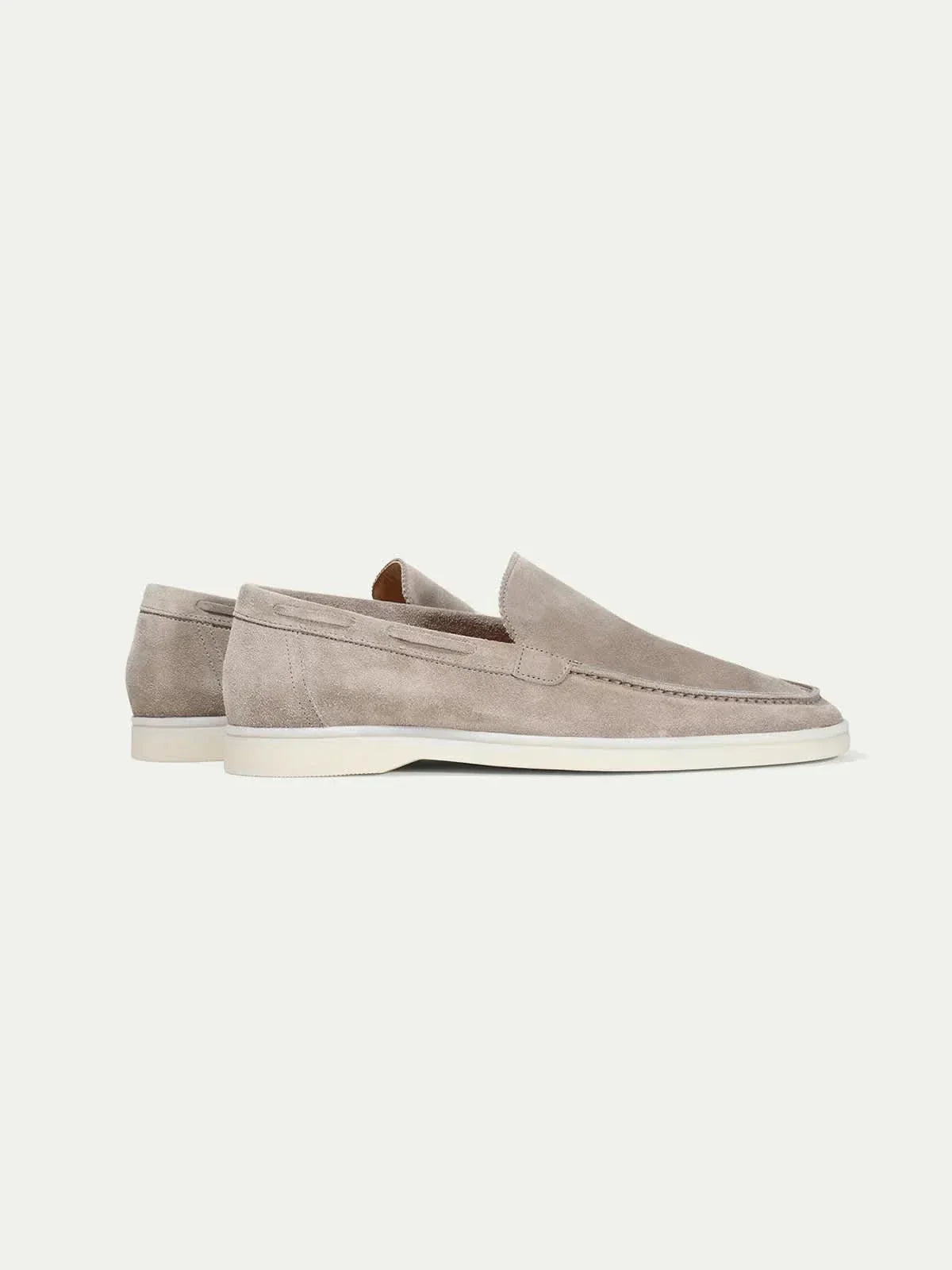 Mocassin ATALEYA en daim gris clair, vue de dessus
