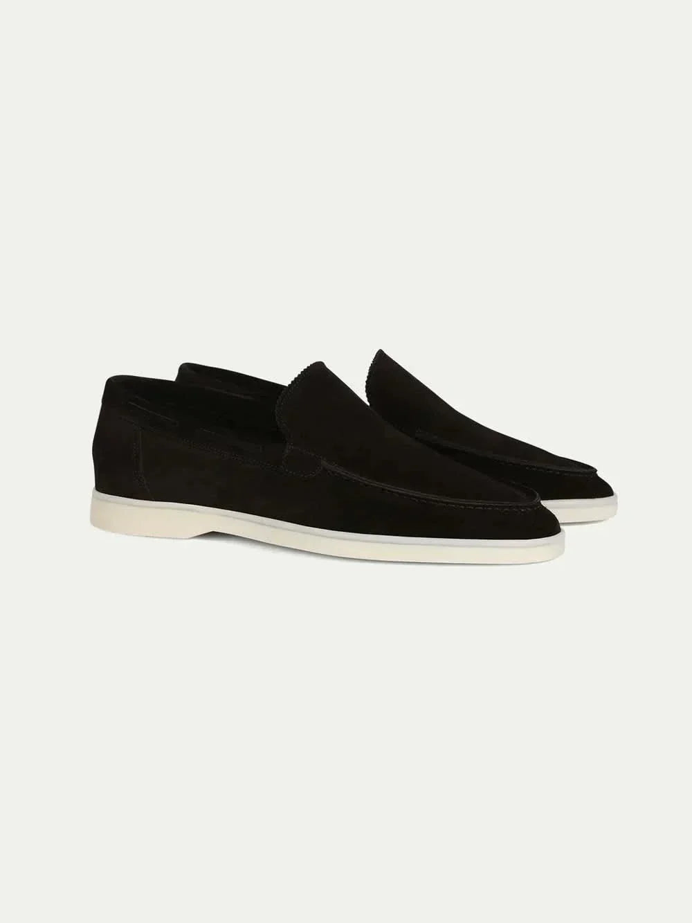 Mocassin ATALEYA en daim noir, vue de profil