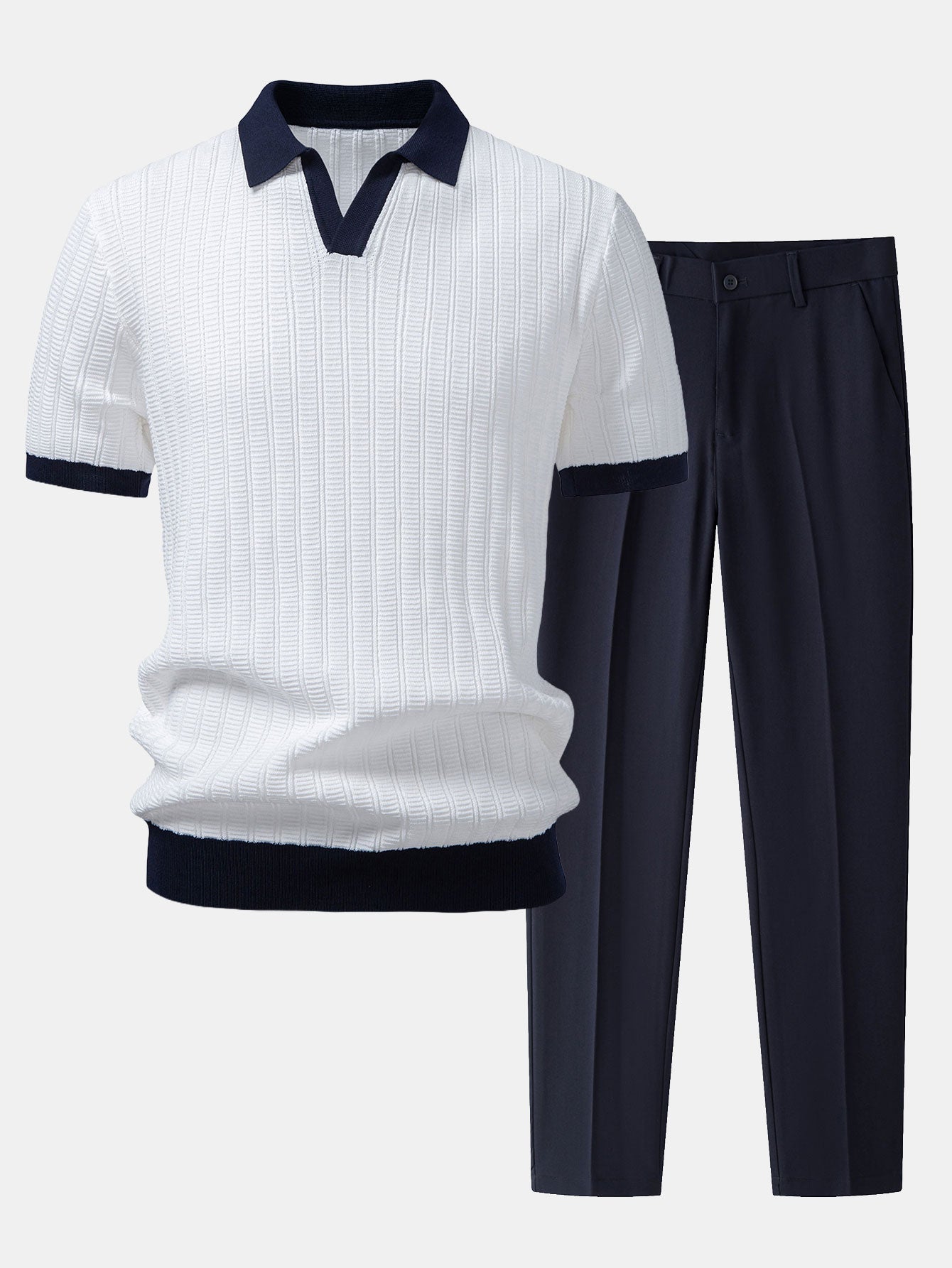 Ensemble ATALEYA Como, polo en maille texturée et pantalon