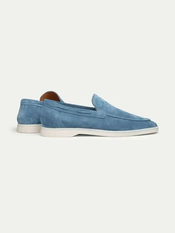 Mocassin ATALEYA en daim bleu océan, vue de dessus